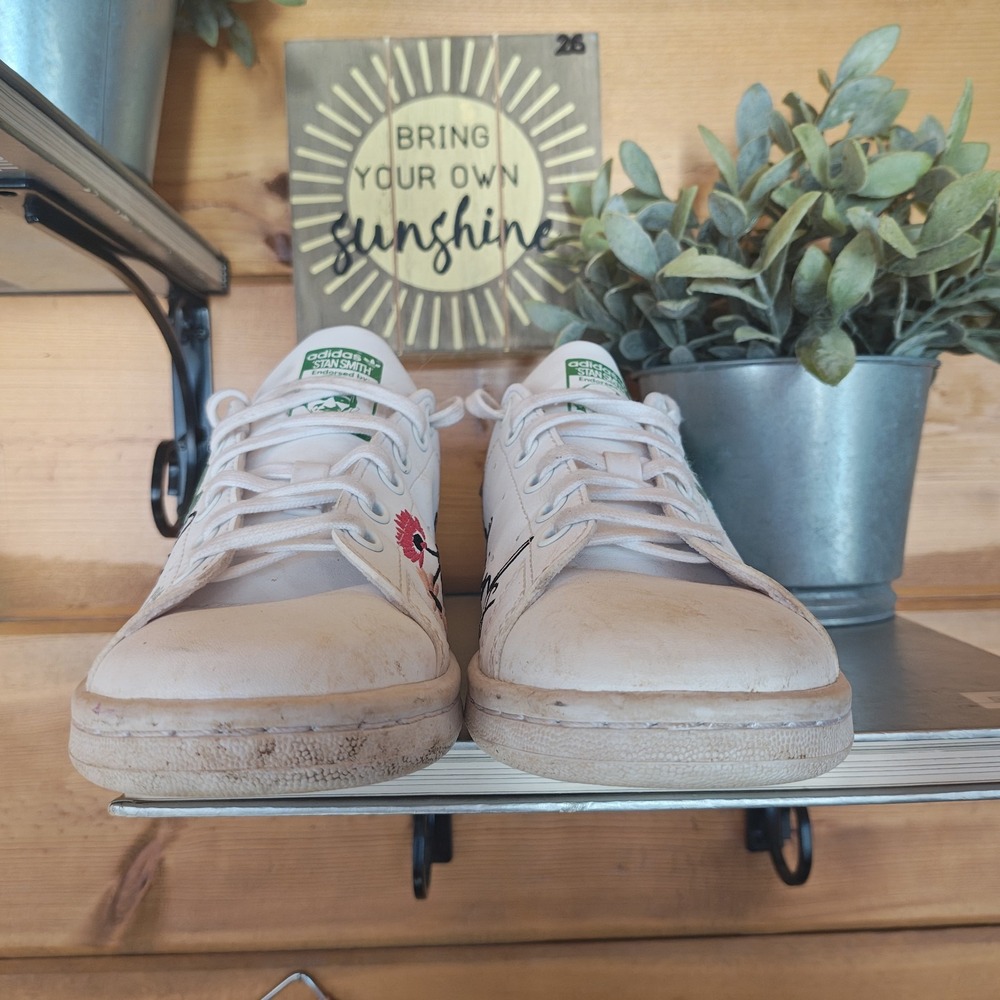 Adidas‎ Stan Smith Low Leather Trainers UK 3 US 3.5 EU35 GZ7384 White/Green - Picture 5 of 9